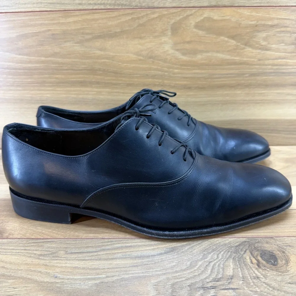 Salvatore Ferragamo Plain Toe Derby 9.5 EE Black Leather Formal Wedding Business